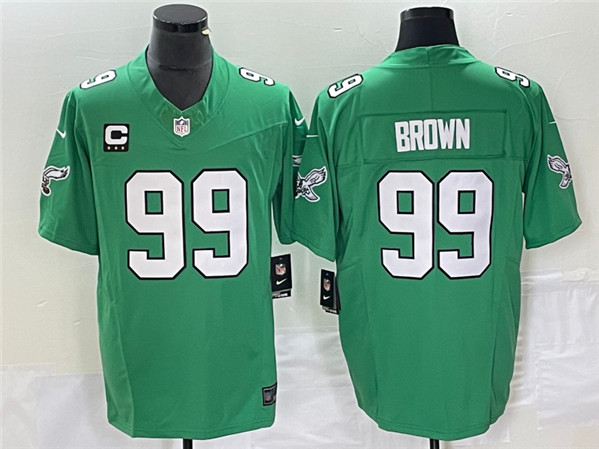 Men's Philadelphia Eagles #99 Jerome Brown Green 2023 F.U.S.E. With C Patch Vapor Untouchable Stitched Football Jersey